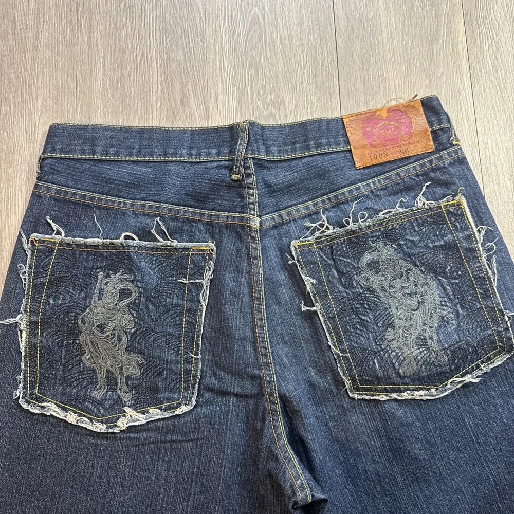 Vintage RMC Red Monkey Company Jeans Japanese Embroidered Baggy Leg Men Sz 36